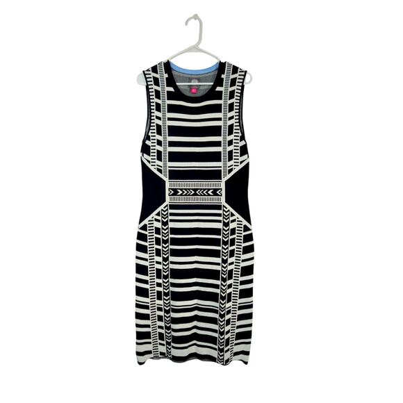 Vince Camuto Dresses & Skirts - Vince Camuto Sleeveless Midi Bodycon Knit Dress Black/White Allover Print Sz XL
